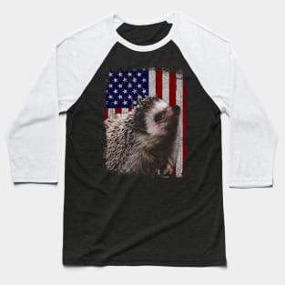 Spiky Snuggles Hedgehog USA American Flag Tee for Nature Lovers Baseball T-Shirt